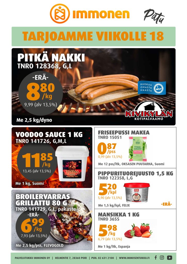 Palvelutukku Immonen, viikkotarjous 18/2026