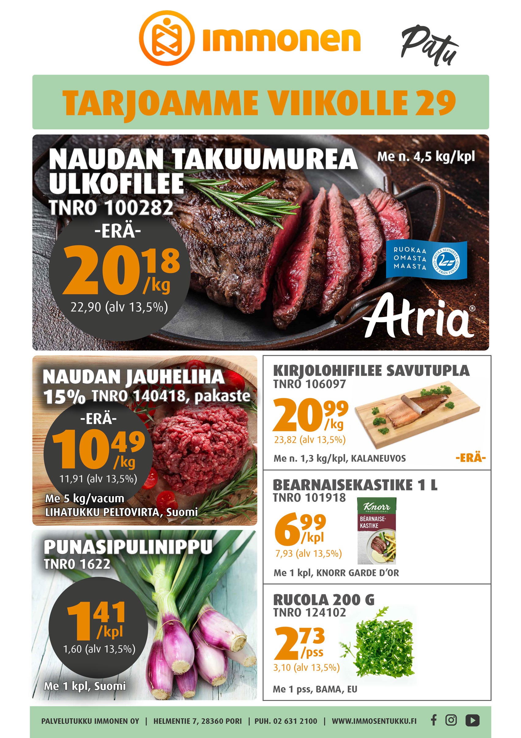 Palvelutukku Immonen, viikkotarjous 29/2026
