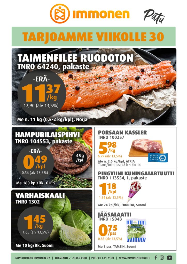 Palvelutukku Immonen, viikkotarjous 30/2026