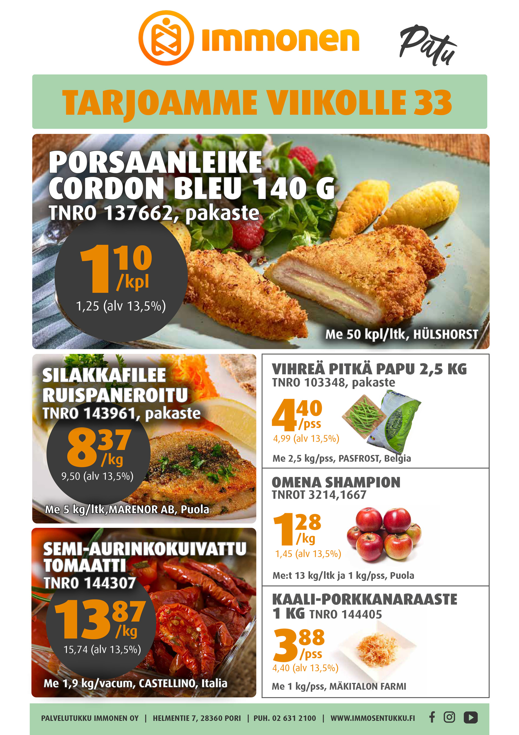 Palvelutukku Immonen, viikkotarjous 31/2026