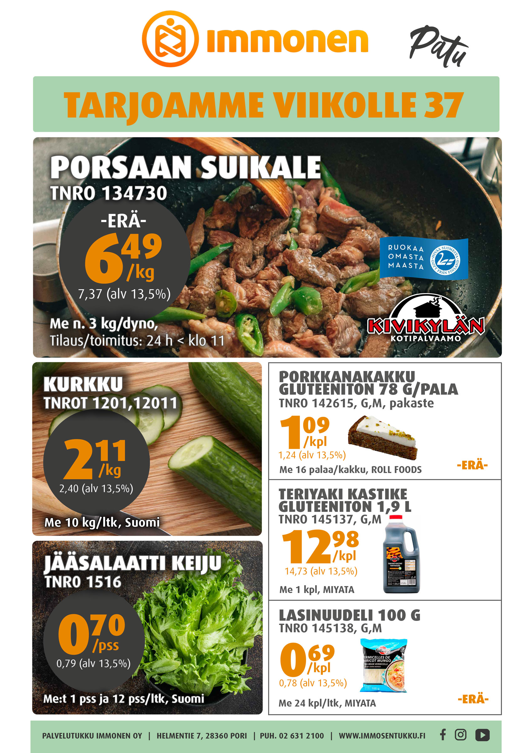 Palvelutukku Immonen, viikkotarjous 31/2026
