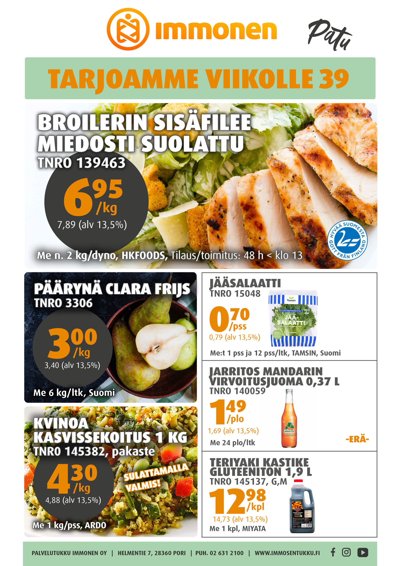 Palvelutukku Immonen, viikkotarjous 31/2026